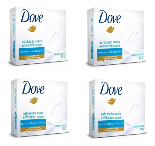 Jabón En Barra Exfoliación Suave Dove 90grs - Pack X4u