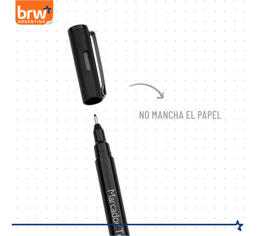 Estilógrafo Técnico Graduado Brw 0.05 A 0.8mm X8 Microfibra Negro