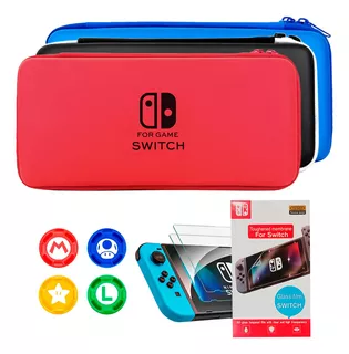 Case Nintendo Switch C/ Película E 4 Grips P/ Analógico