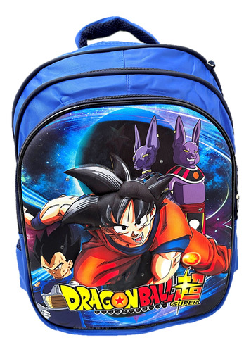 Mochila Goku Dragon Ball Z Set Lonchera+ Lapicera 3d Luz Led Dragon Ball Z Azul Mochila Goku Combo 3 Piezas