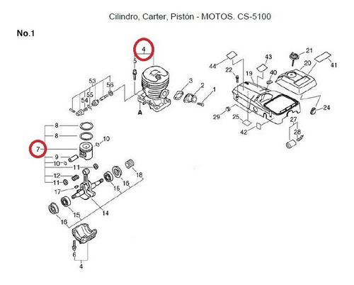 Cilindro Y Piston Motosierra Echo Cs-5100
