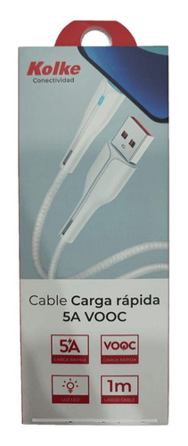 Kolke Cable Usb A Micro Usb 5a 1mt Blanco Carga Rapida Kcc-1