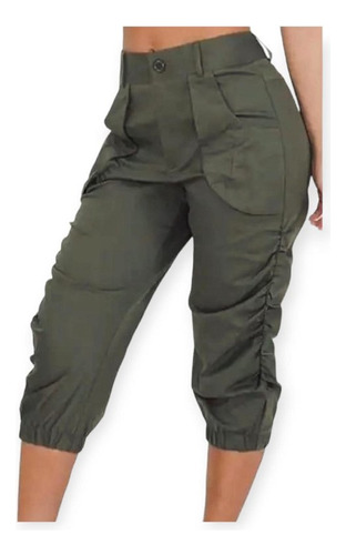 Pantalón Capri Cargo Bengalina Con Detalle De Frunce Colores