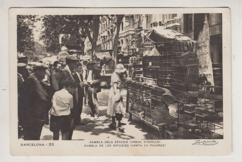 1933 Barcelona Postal Zerkowitz Venta De Pajaros En Rambla