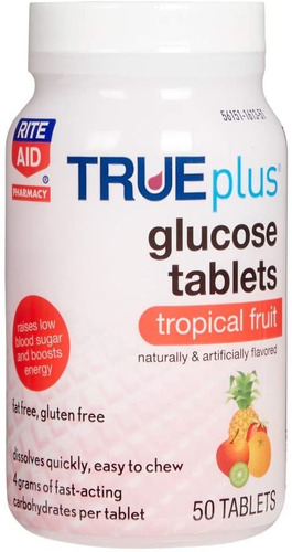 Rite Aid Glucose Tablets, Tropical Fruit, 50 Count | Blood S