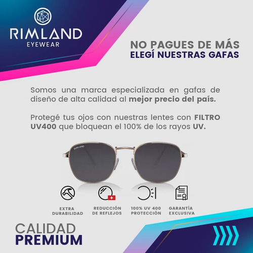 Imagen 5 de 8 de Anteojos De Sol Lentes De Sol Rimland Bali Lente Negro