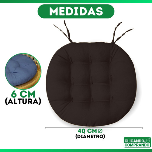 2 Assentos De Cadeira Futon 40x40 - Liso Redondo Cor Marrom