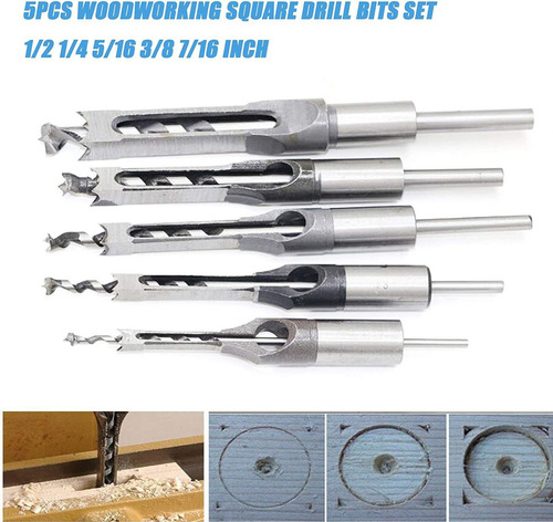 5 Brocas Escareadas Quadradas Chisel Mortise Para Madeira