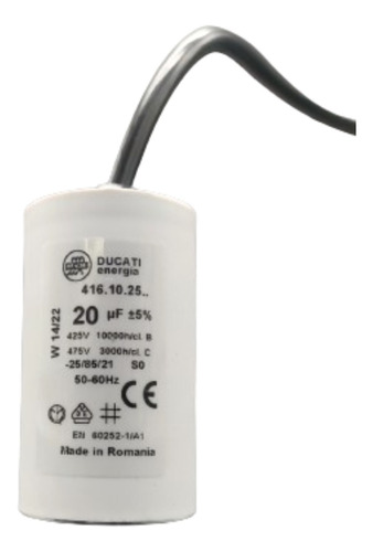 Condensador 20 Uf  450 Vac Con Cable