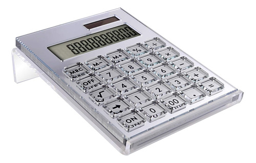 Calculadora De Acrilico + Soporte 12 Digitos Plateado