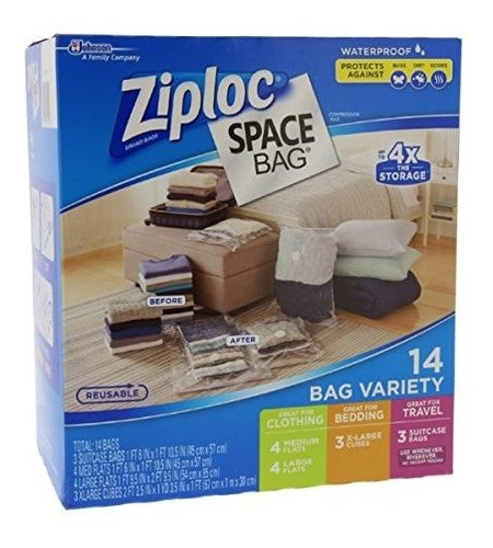 Bolsas Ziploc  De Variedad 4-m, 4-l, 3-xl, 14 Piezas