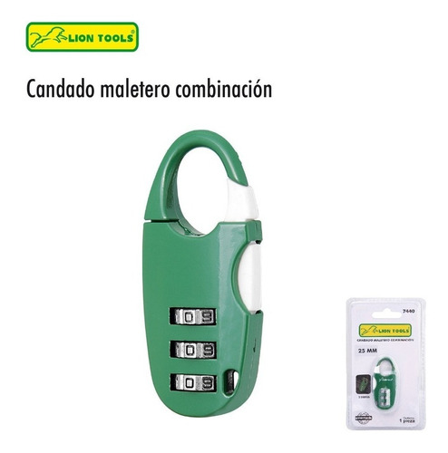 Candado Maletero Combinación 25mm 3 Dígitos Lion Tools Verde