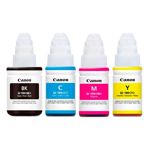 Set Tinta Canon Gi-190 Bk/cian/magenta/amarilla Originales