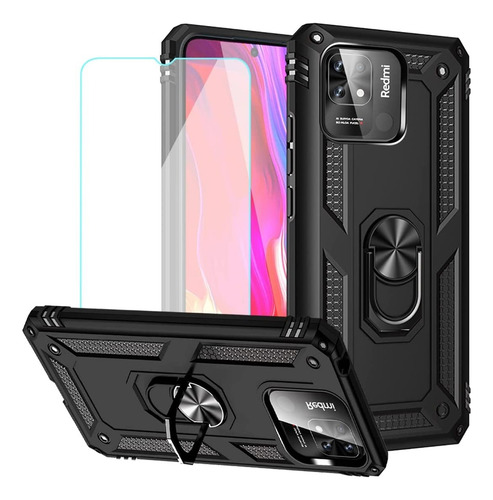 Mica + Funda Rudo Con Anillo Para Xiaomi Poco C40