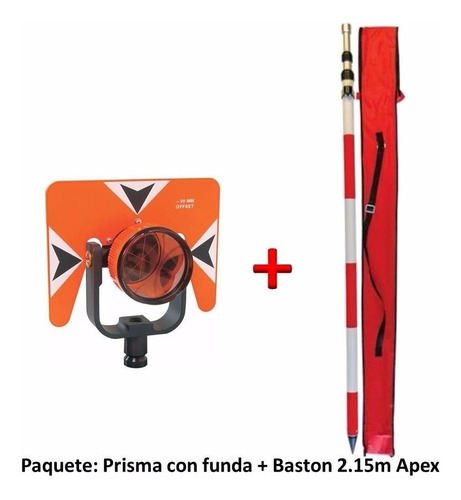Paq. Promoción Bastón 2.15m Y Prisma, Topográfico Marca Apex
