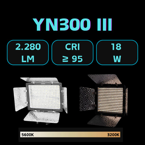 Led Yn300 Iii Iluminador Leds3200-5500k + Fonte + Tripé 2mt Estrutura Preto Luz Branco-frio/branco-quente 110v/220v