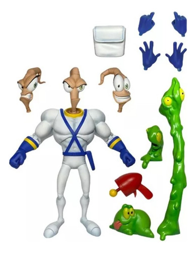 Figura Jim Lombriz Original Earthworm Jim Con Accesorios