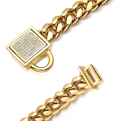 Collar De Cadena Para Perro Dorado De 0.394 In De Ancho Con