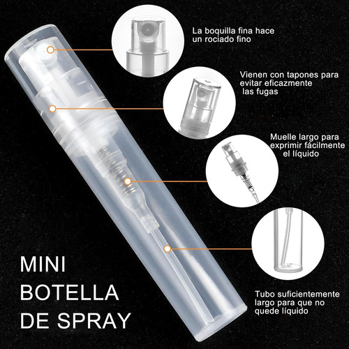 100pcs 5ml+3ml Mini Botellas Spray Perfume Plásticos
