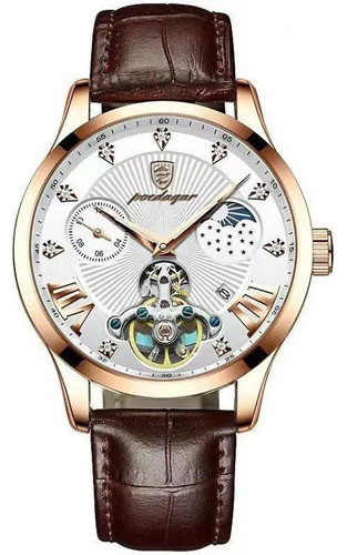 Reloj De Cuarzo De Piel Poedagar Tourbillon Calendar Color Del Fondo Rose Gold/white