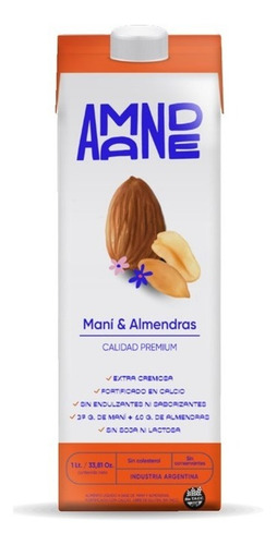 Imagen 1 de 3 de Leche De Mani Y Almendras Amande X 1l