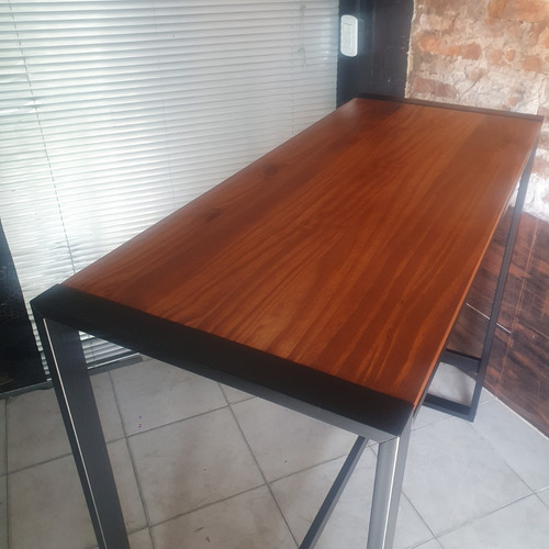 Mesa Barra Desayunador Industrial Hierro Madera 120x50 Cubo