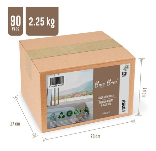 Jabón Hotelero Artesanal Tepezcohuite Eucalipto 25 G 90 Pz