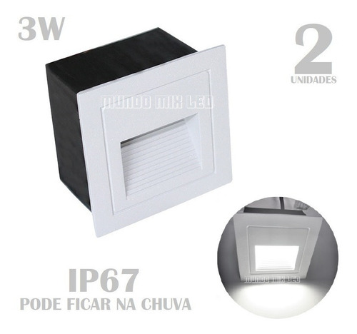 02pçs Luminária Parede Balizador Ip65 Led 3w Gc08 Frio 6500k