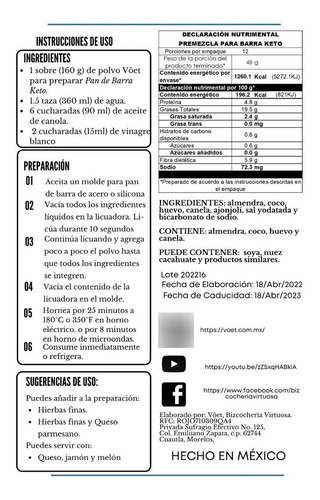 Mezcla Keto En Polvo Para Preparar Pan De Caja