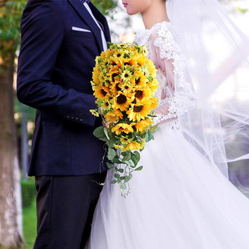 Girasol Artificial De Boda Sosteniendo Bouquet Toss Bouquet