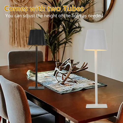 Lámpara De Mesa Inalámbrica, Pantalla Plisada, Led Recargabl