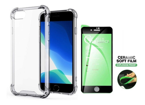 Kit Capinha Capa Para iPhone SE 2022 + Pelicula 9d Ceramica Cor Transparente Liso