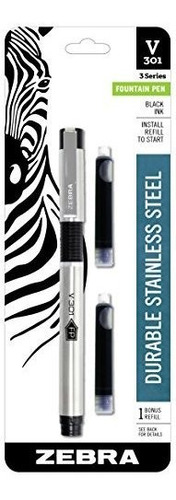 Zebra V-301 Plumín De Acero Inoxidable, Negro