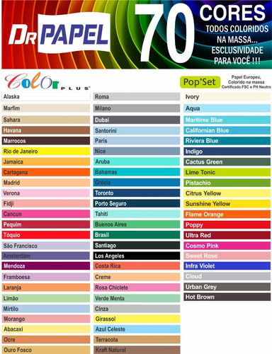 Papel Color Plus A4 - 120g Com 200 Folhas