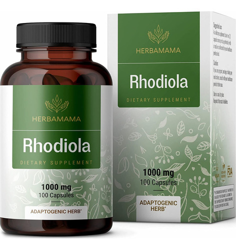 Rhodiola Rosea 1000mg (100 Cápsulas) Herbamama Hecho En Usa Sabor S/n