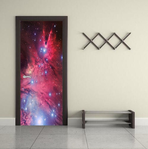 Vinilo Para Puerta Cosmos Galaxia Constelacion Estrellas M3