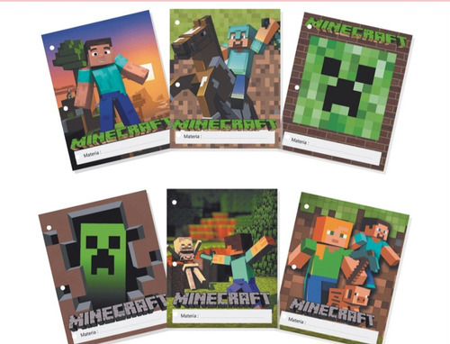 Asignaturas N°3 Minecraft Separadores Escolar Pack × 6