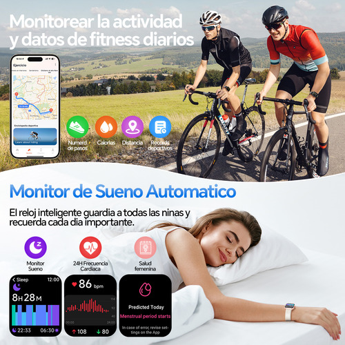 Reloj Smartwatch Con Alexa, Llamadas Bluetooth, Notificaciones De Apps, Fotos Personalizadas + Juegos + Calculadora | Incluye Audífonos, 2 Micas, 2 Correas | Regalos Para Padre, Madre, Esposa o Esposo
