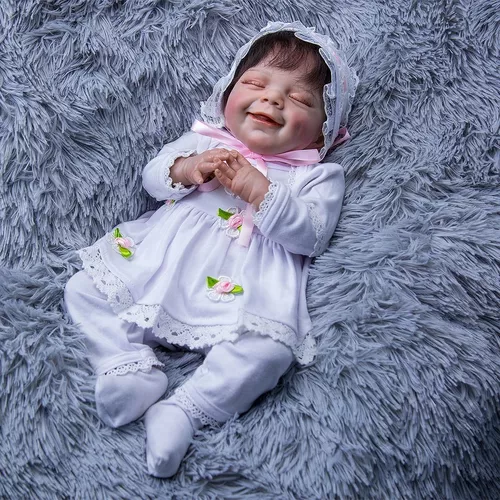 Bebê Reborn Menina Recem Nascida Olho Fechado Sorrindo Linda