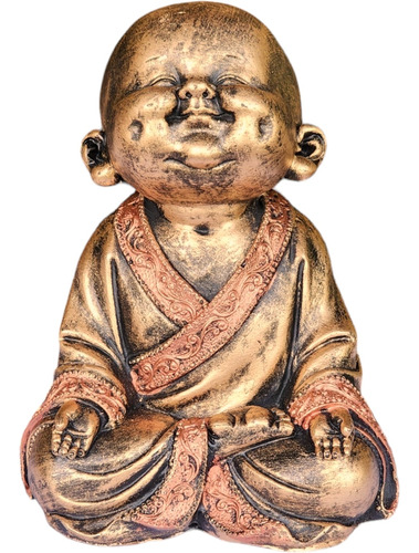 Estatua Chines Buda Sorridente Menino Prosperidade Casa Zen