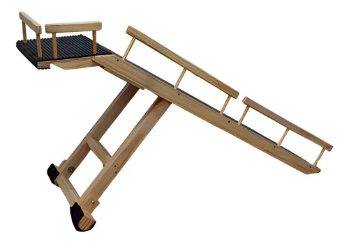 Rampa Escada Pet Bragalu Mix Madeira Natural Ajustável Antiderrap...