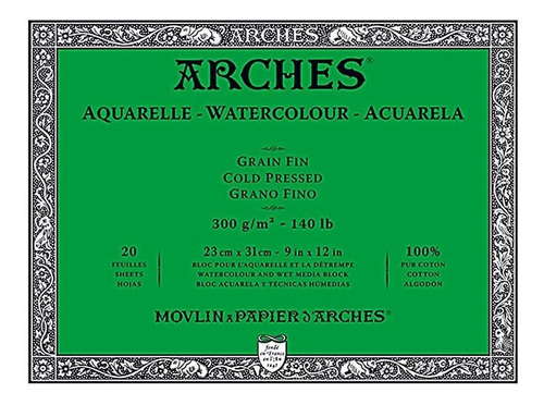 Imagem 1 de 1 de Papel Aquarela Arches Grano Fino 300gr 20fls 23x31cm