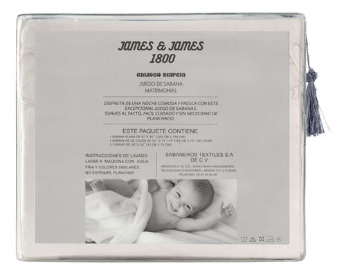 Juego Sábanas Matrimonial James & James 1800 Hilos Premium