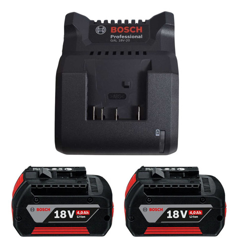 Carregador Gal 18v-20 + 02 Baterias 18v 4ah Bosch
