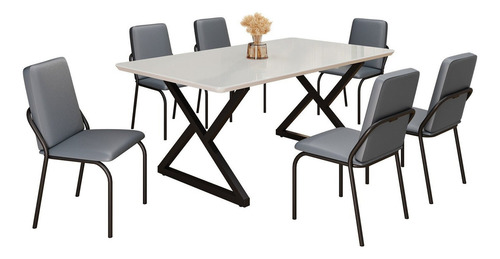 Conjunto Sala De Jantar Mesa 160x90cm Base Império Aiwt