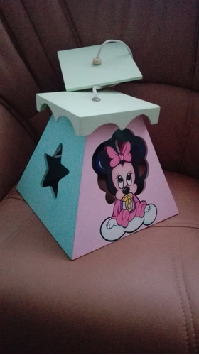 Lampara En Mdf Mickey Y Minnie Bebe