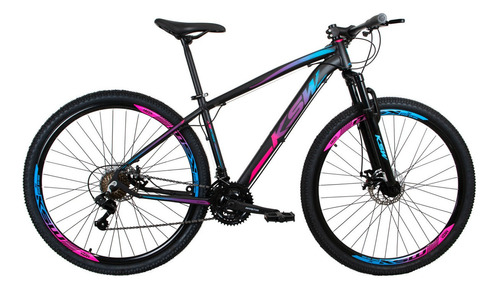 Bicicleta Aro 29 Ksw 24v - Cambios Index - Freio Hidraulico Cor Pink/azul Tamanho Do Quadro 17