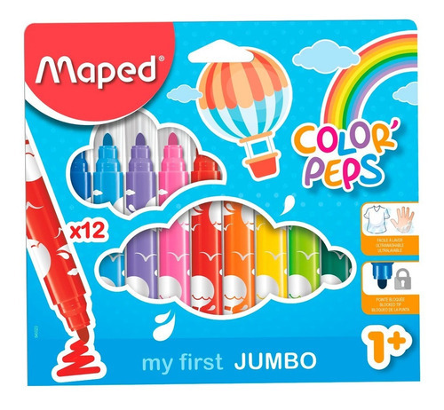 Imagen 1 de 5 de Marcadores Maped Color Peps Jumbo X 12 Colores Educando