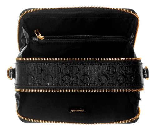 Bolsa Guess Factory Sb831114-bks Acabado de los herrajes Níquel Color Negro Correa de hombro Negro Diseño de la tela Liso