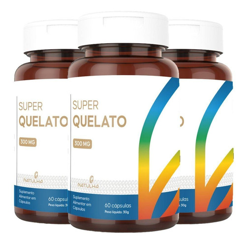 Kit 3x Super Magnésio Quelato 300mg Elementar 60 Cápsulas